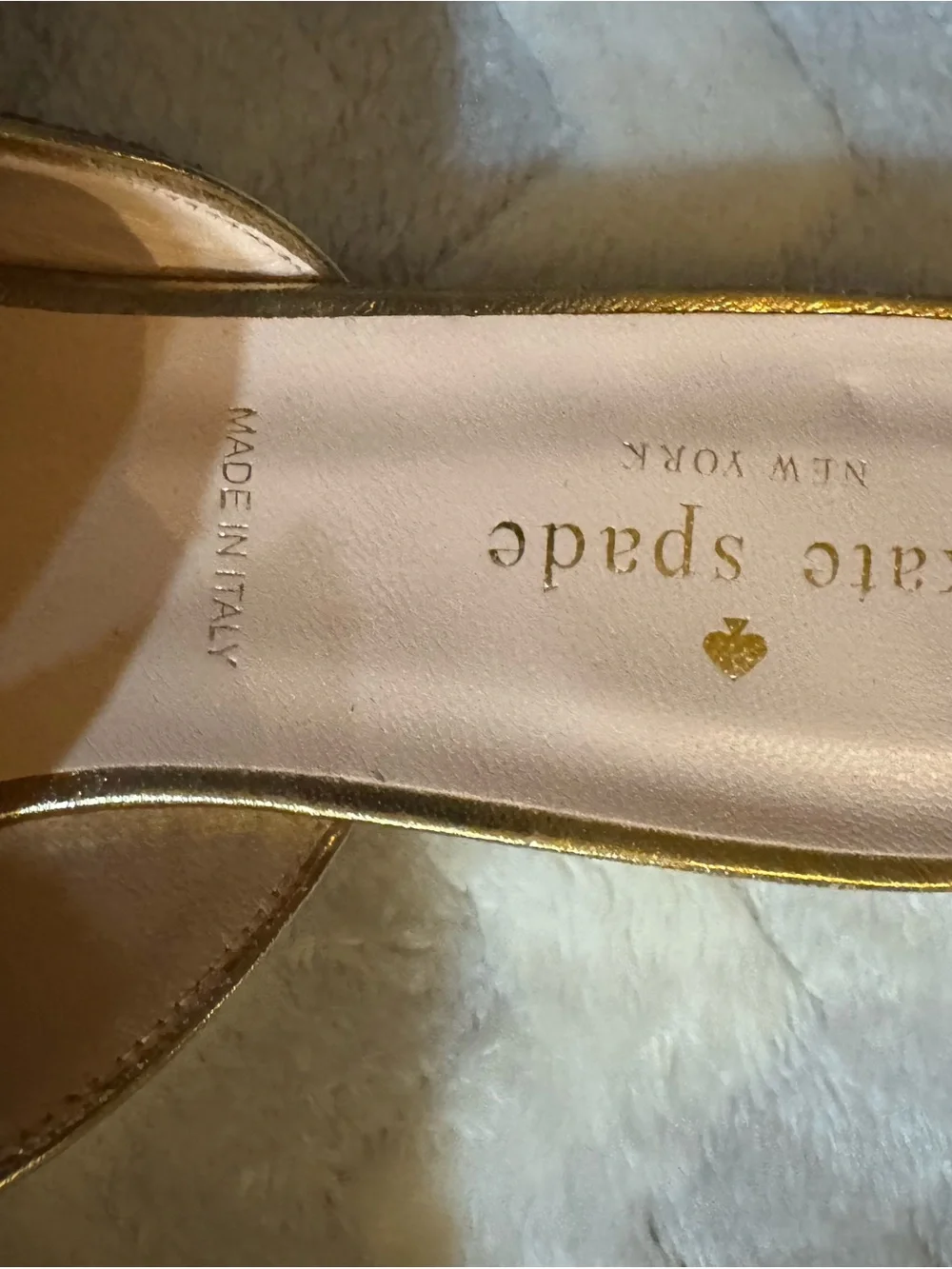 kate spade Gold Glitter Pearl Buckle Pointed Mules